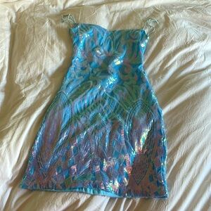 NWOT blue sequin dress